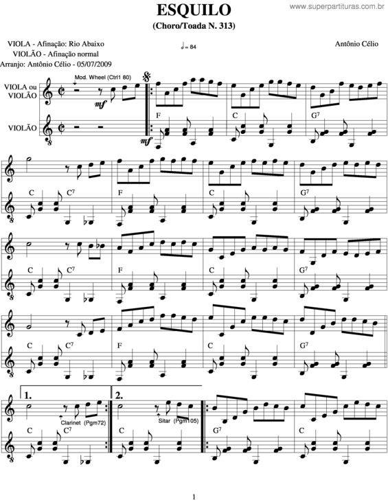 Partitura da música Esquilon