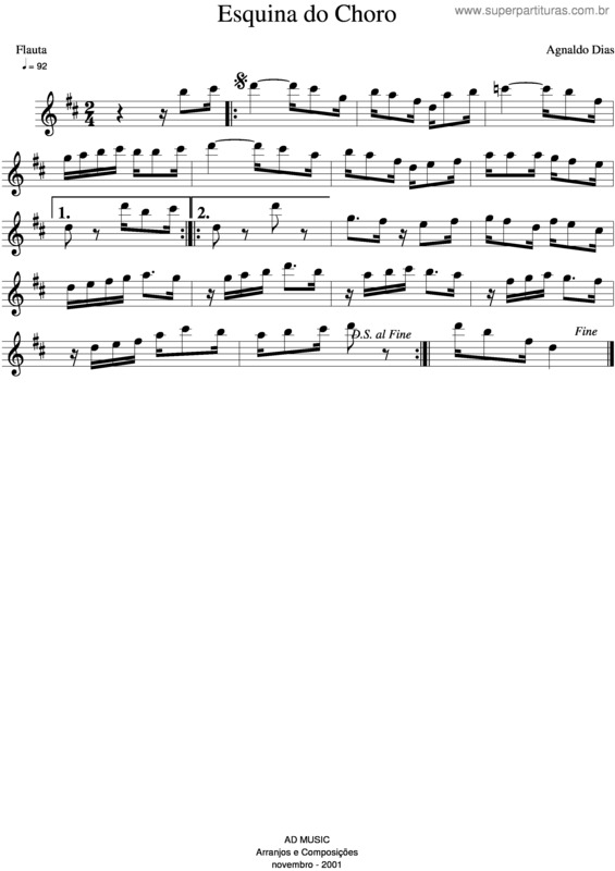 Partitura da música Esquina Do Choro