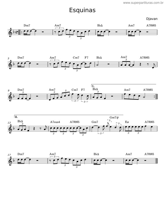 Partitura da música Esquinas – Djavan