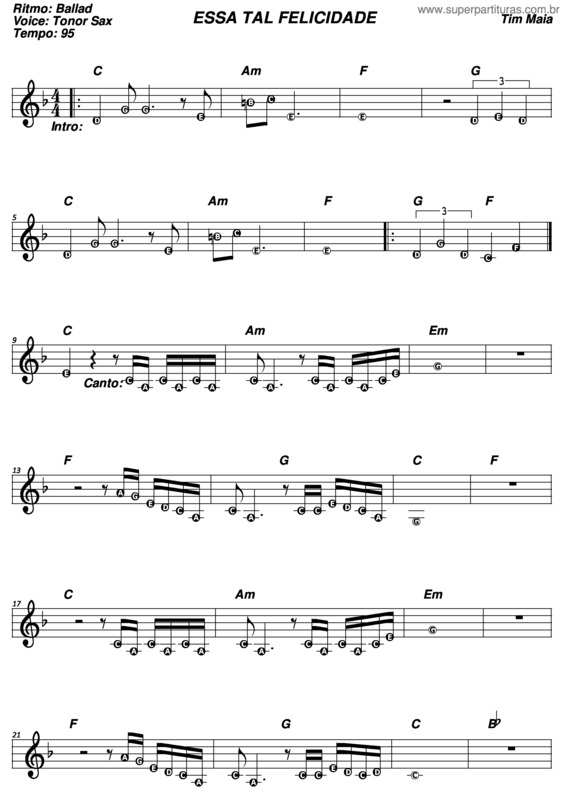 Partitura da música Essa Tal Felicidade