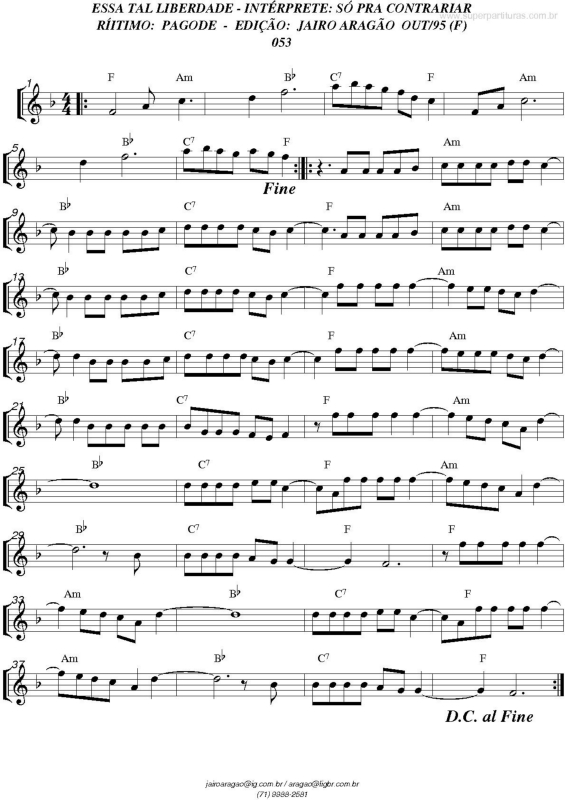 Partitura da música Essa tal Liberdade v.2