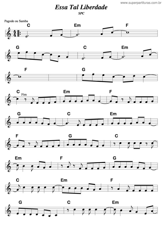 Partitura da música Essa Tal Liberdade v.8