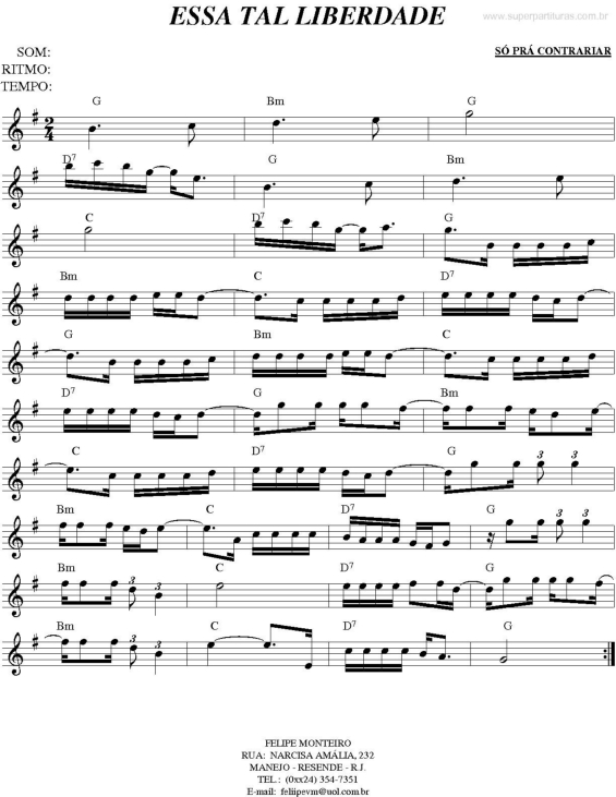 Partitura da música Essa Tal Liberdade