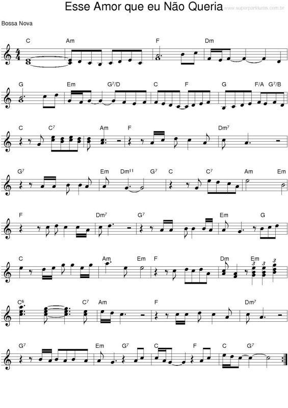 Partitura da música Esse Amor Que Eu Não Queria