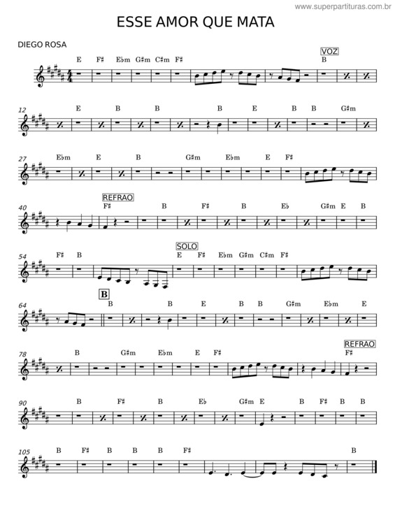 Partitura da música Esse Amor Que Mata – Diego Rosa