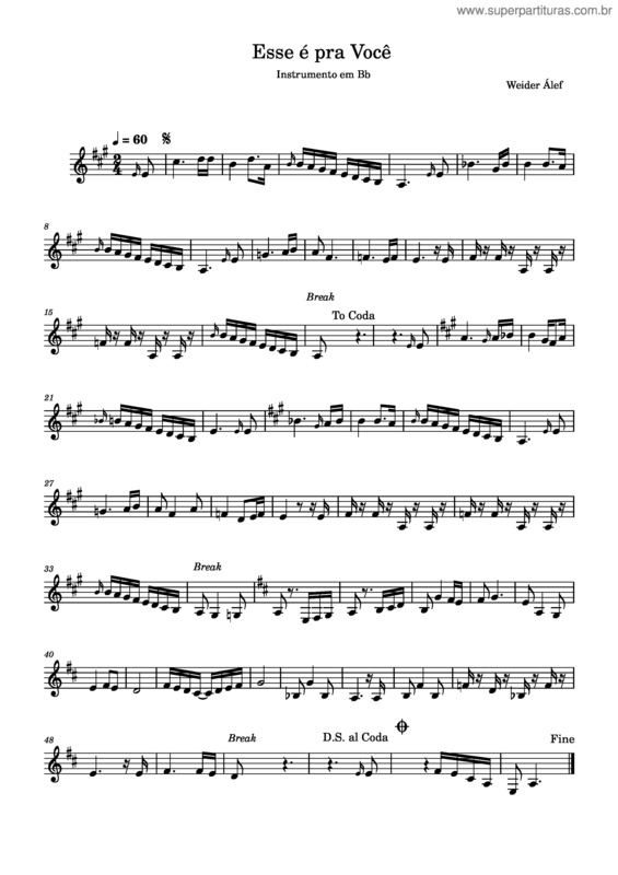 Partitura da música Esse É Pra Você Instrtumento Em Bb