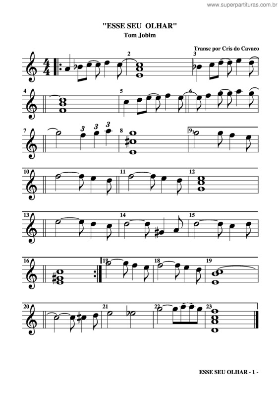 Partitura da música Esse Seu Olhar