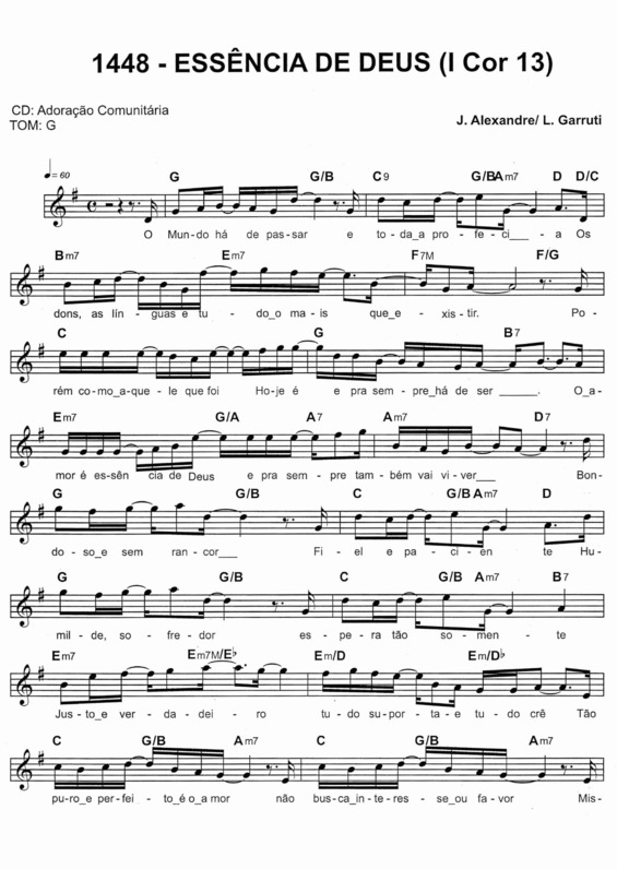 PARTITURA - Conhecimento de Deus (Coro, Piano e Cifra)