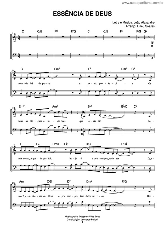 Partitura da música Essência de Deus