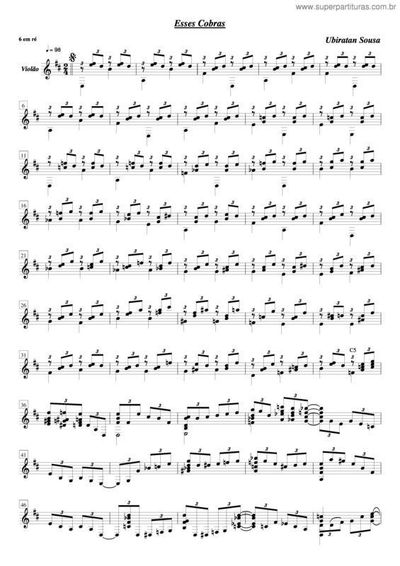 Partitura da música Esses Cobras