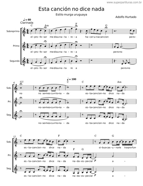 Partitura da música Esta Canción No Dice Nada