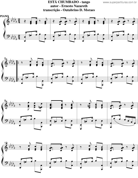 Partitura da música Está Chumbado