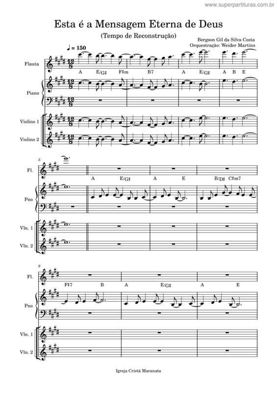 Partitura da música Esta É A Mensagem Eterna De Deus