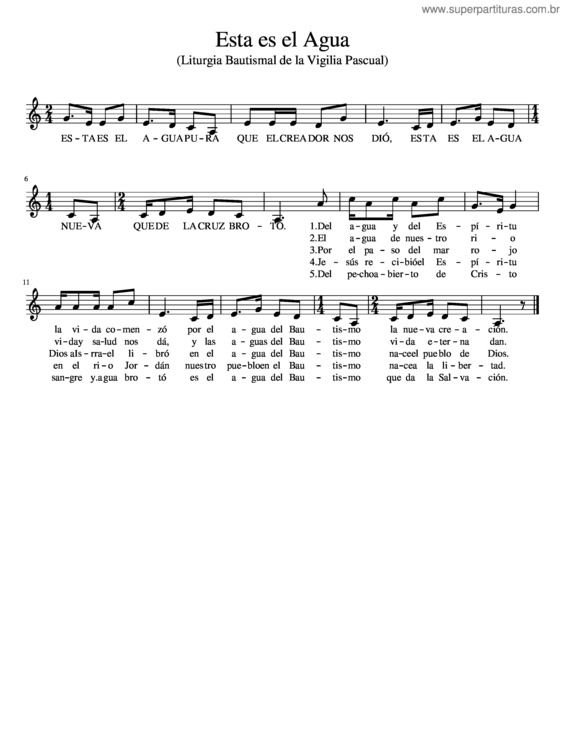 Partitura da música Esta Es El Agua