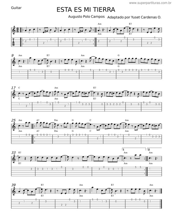 Partitura da música Esta Es Mi Tierra – Augusto Polo Campos v.3