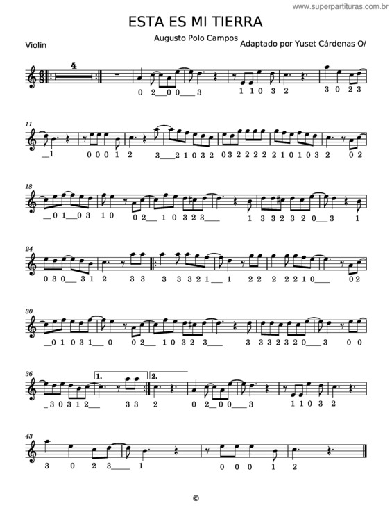 Partitura da música Esta Es Mi Tierra – Augusto Polo Campos