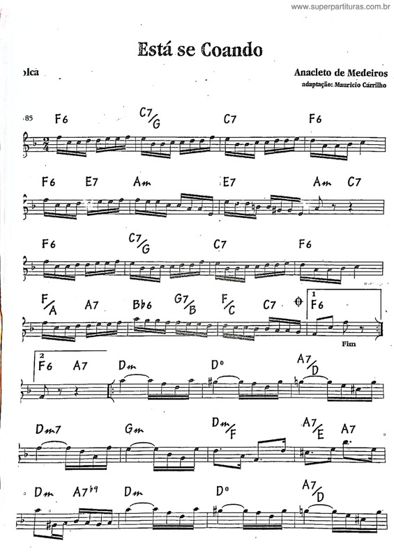 Partitura da música Está Se Coando