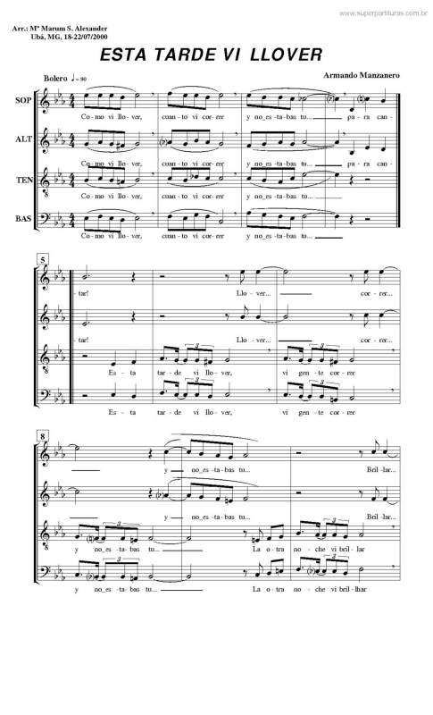 Partitura da música Esta Tarde Vi Llover v.2