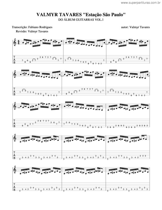 Partitura da música Estação São Paulo