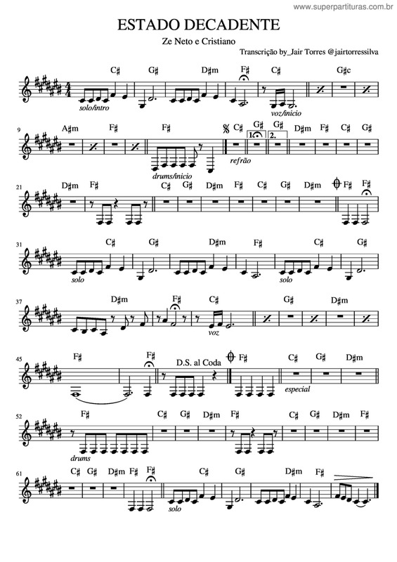 Partitura da música Estado Decadente