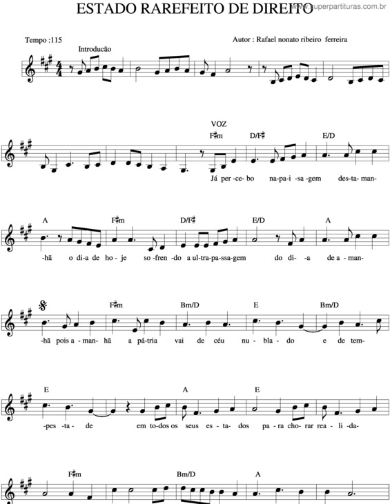 Partitura da música Estado Rarefeito De Direito