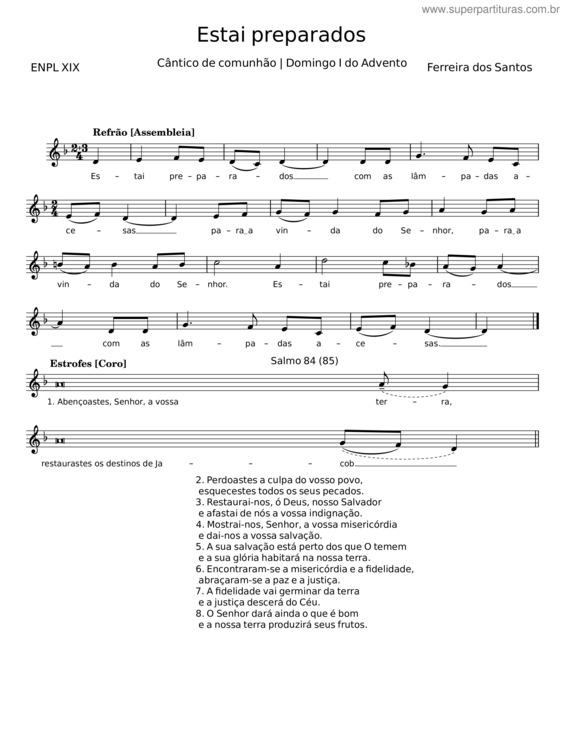 Partitura da música Estai Preparados – Ferreira Dos Santos