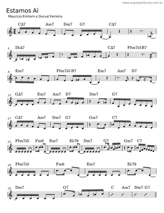 Partitura da música Estamos Aí – Mauricio Einhorn v.2