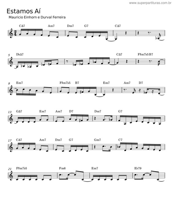 Partitura da música Estamos Aí – Mauricio Einhorn