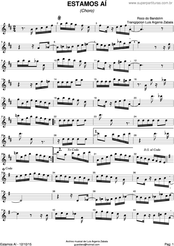 Partitura da música Estamos Aí v.2