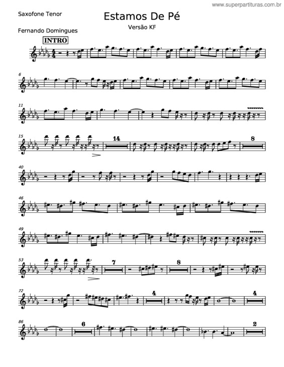 Partitura da música Estamos De Pé – Fernando Domingues