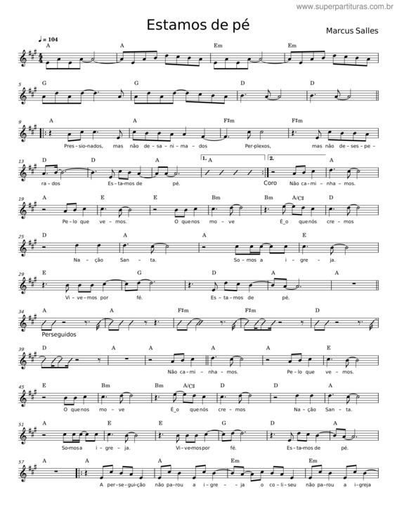Partitura da música Estamos De Pé – Marcus Salles v.5