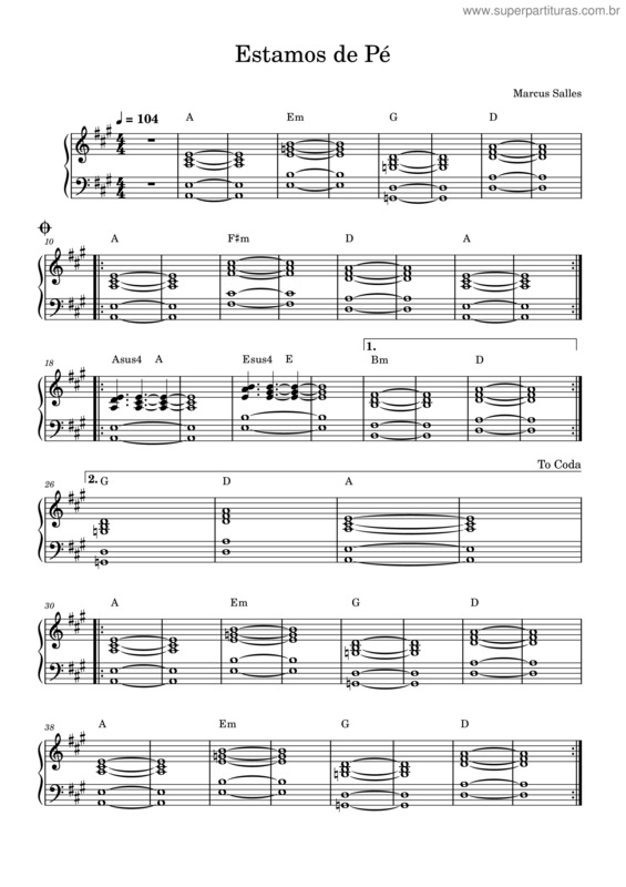 Partitura da música Estamos De Pé v.12