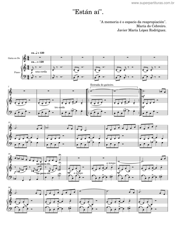 Partitura da música Están Aí