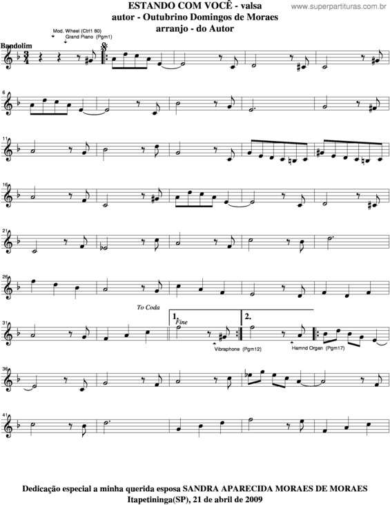 Partitura da música Estando Com Você v.3