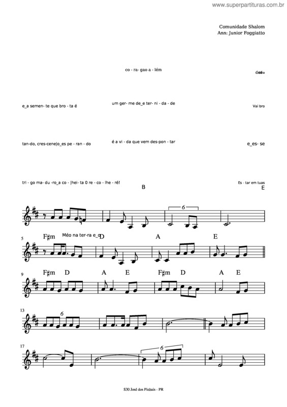 Partitura da música Estar Em Tuas Maos 1
