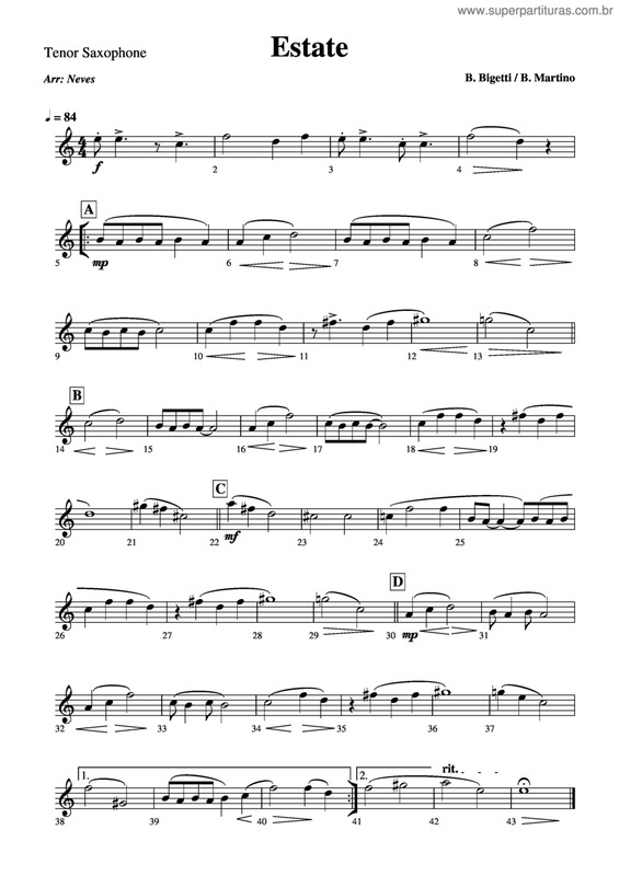 Partitura da música Estate v.3