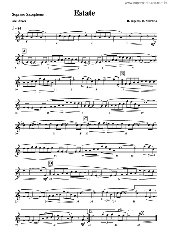 Partitura da música Estate v.4