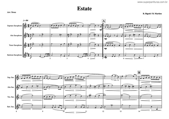 Partitura da música Estate v.5