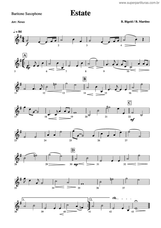 Partitura da música Estate v.6