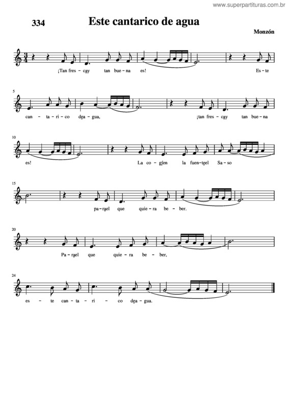 Partitura da música Este Cantarico De Agua