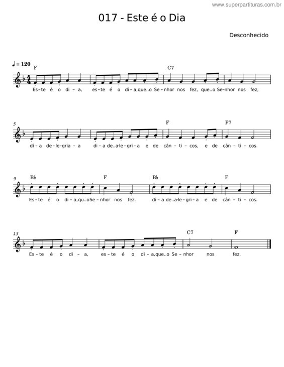 Partitura da música Este É O Dia v.3