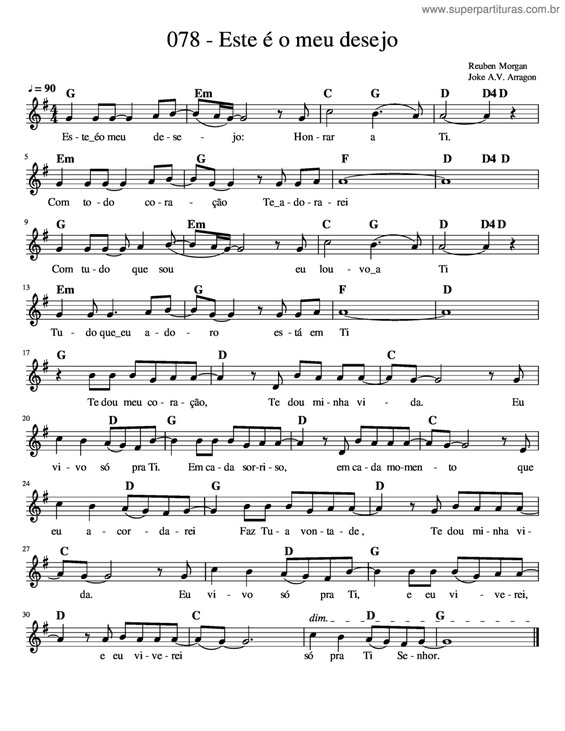 Partitura da música Este É O Meu Desejo