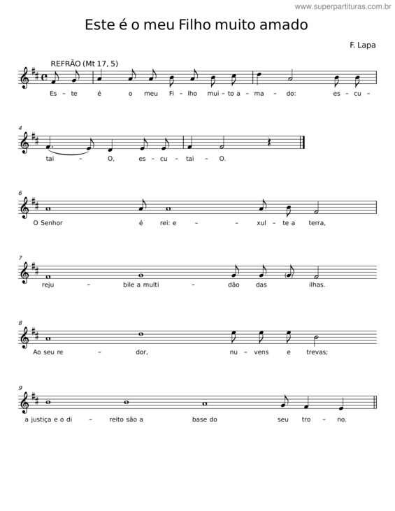 Partitura da música Este É O Meu Filho Muito Amado