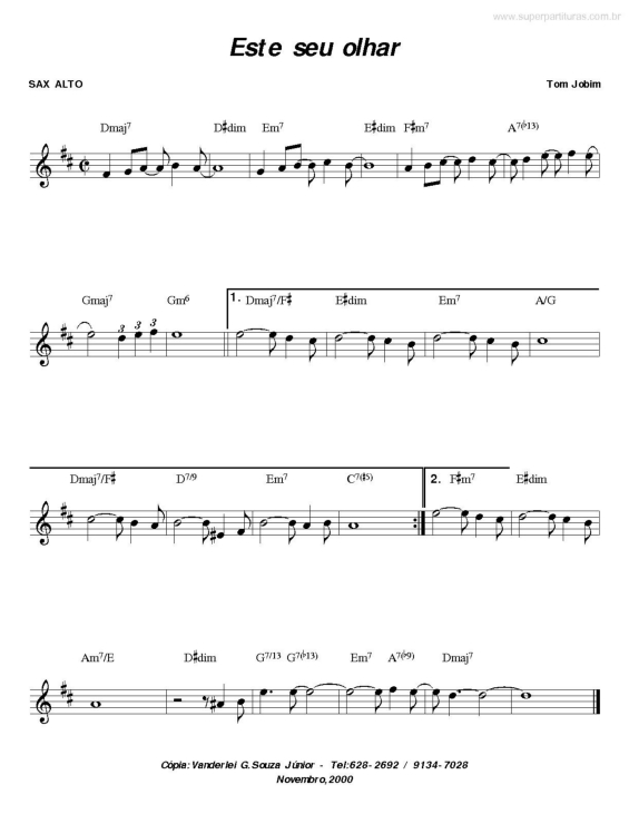 Partitura da música Este Seu Olhar