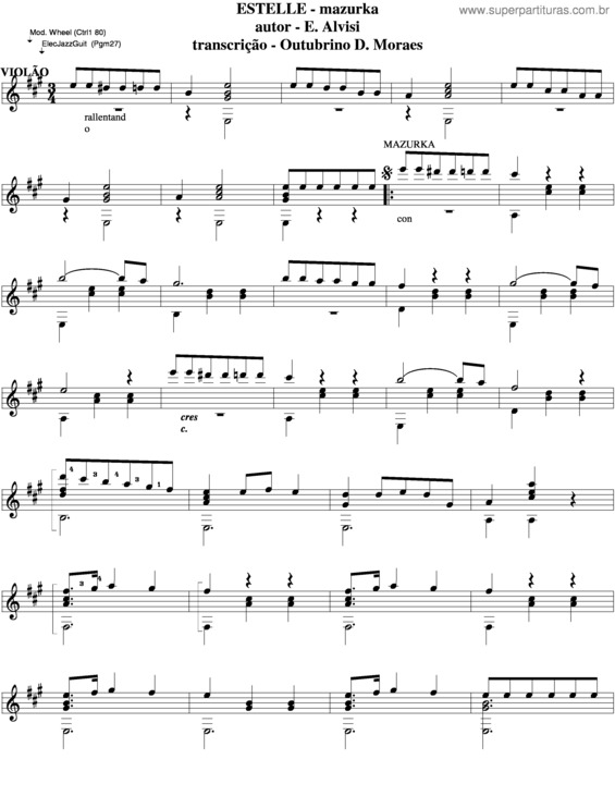 Partitura da música Estelle