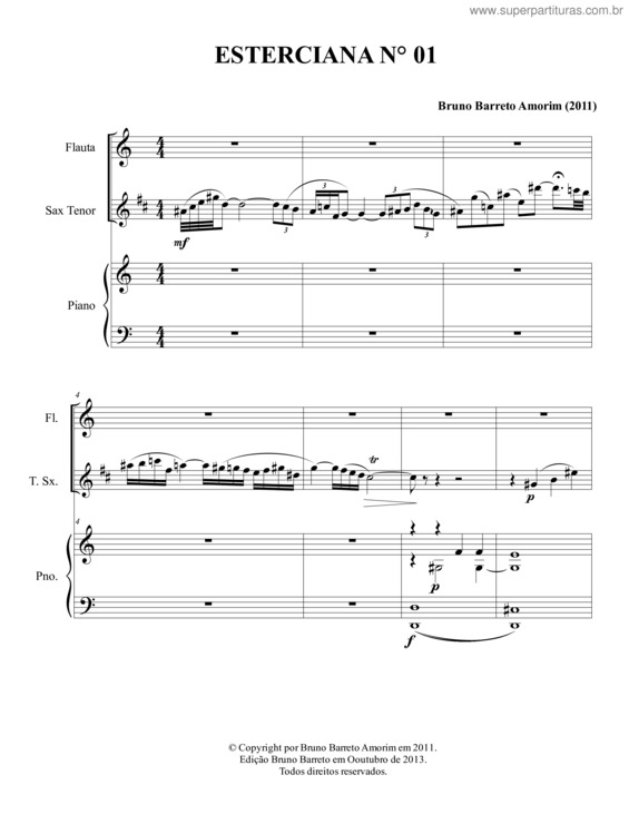 Partitura da música Esterciana n° 01