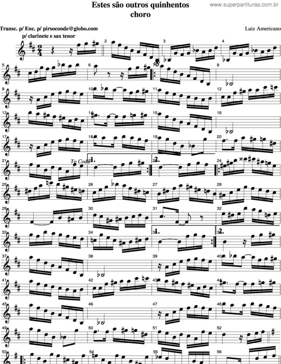 Partitura da música Estes São Outros Quinhentos v.2