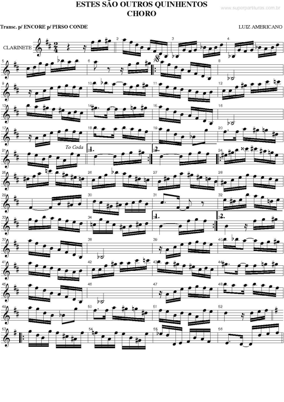 Partitura da música Estes São Outros Quinhentos