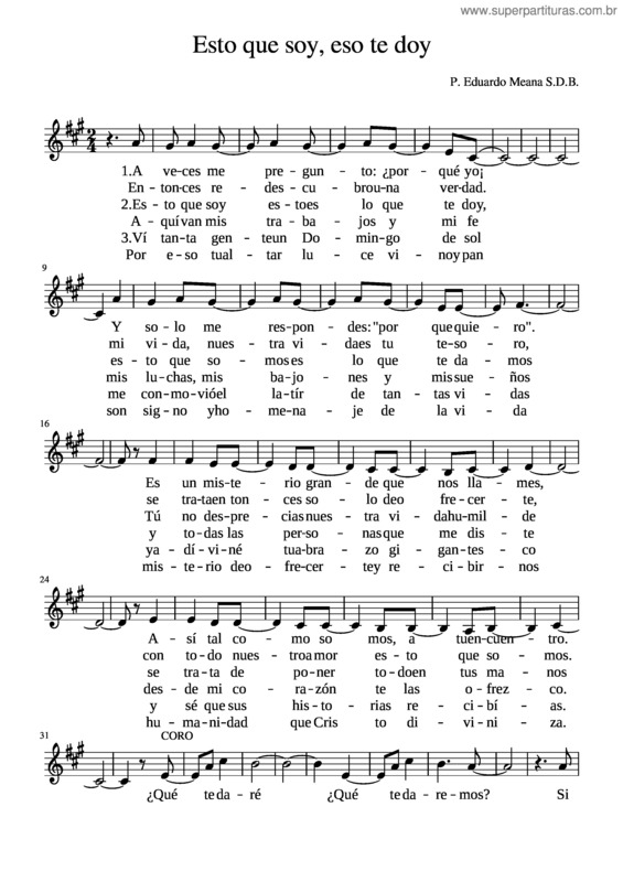 Partitura da música Esto Que Soy, Eso Te Doy