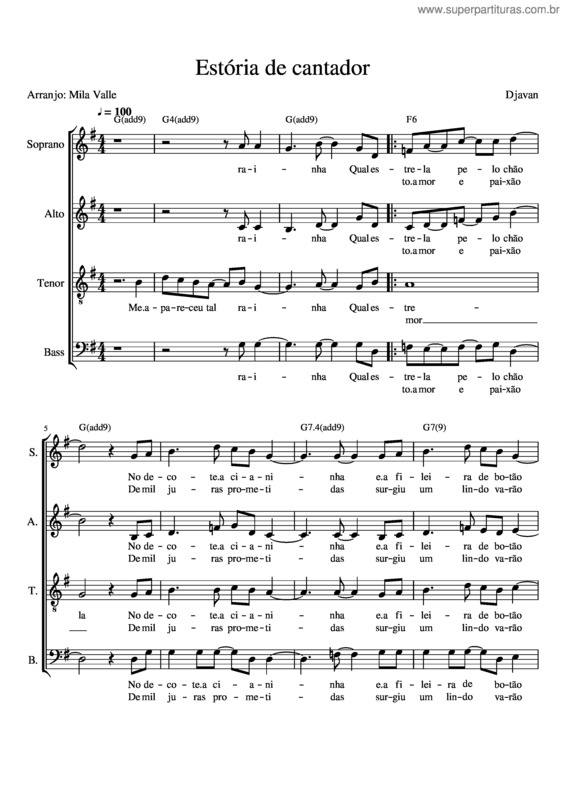 Partitura da música Estória De Cantador